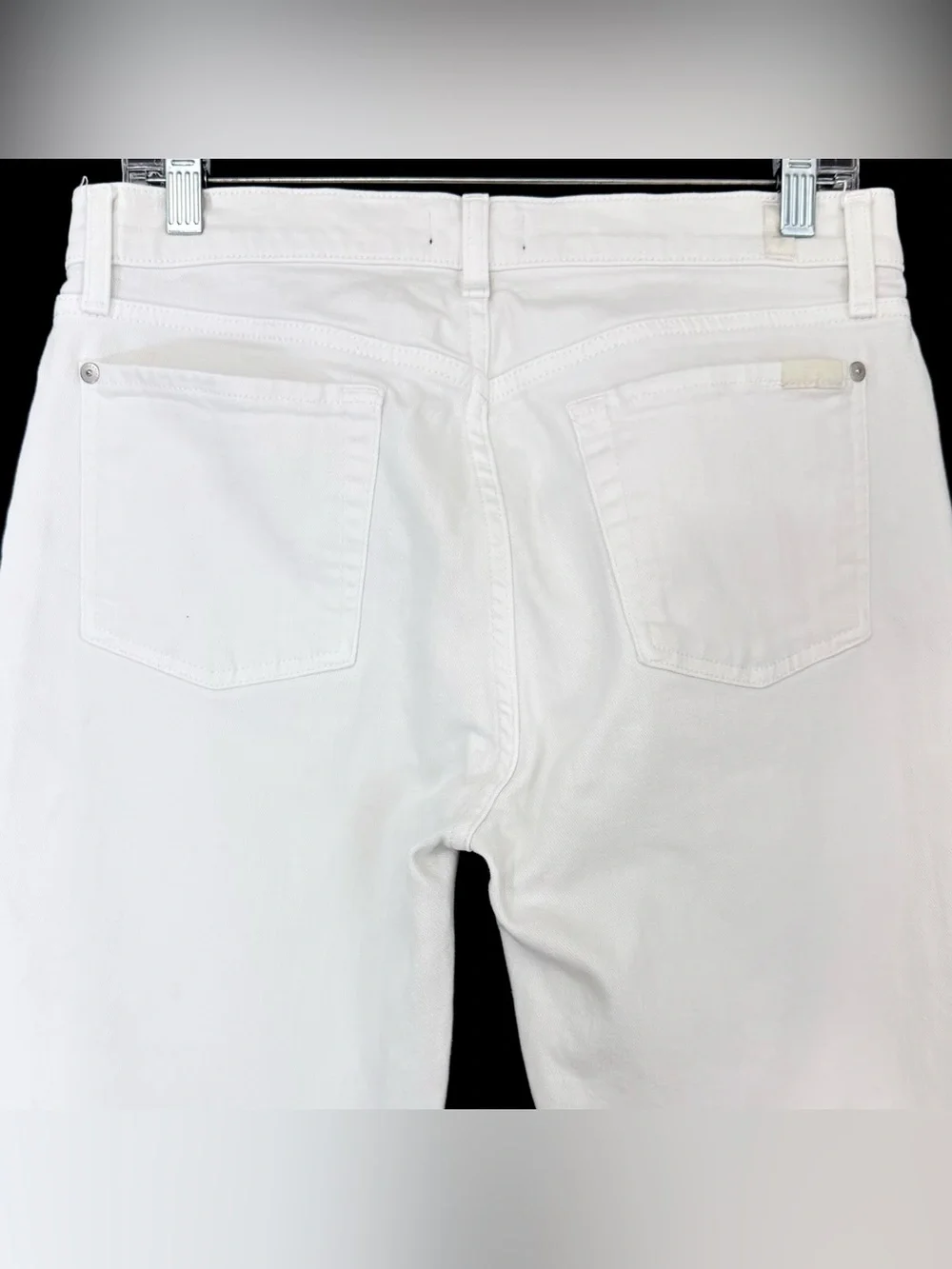 7 For All Mankind Ankle Length Skinny High Rise Button Fly White Jeans Size 29